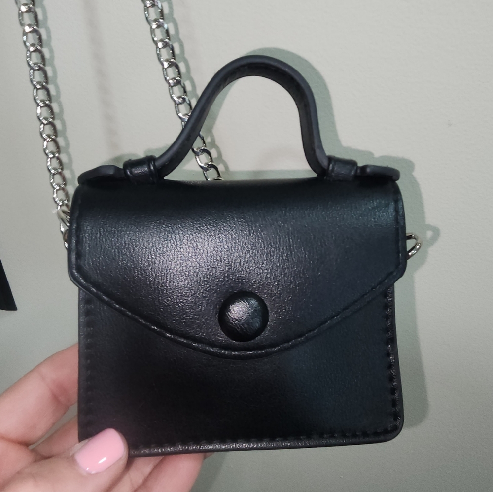 Vik Fung Mini Clutch Belt Crossbody Black Silver Purse Vintage Grunge